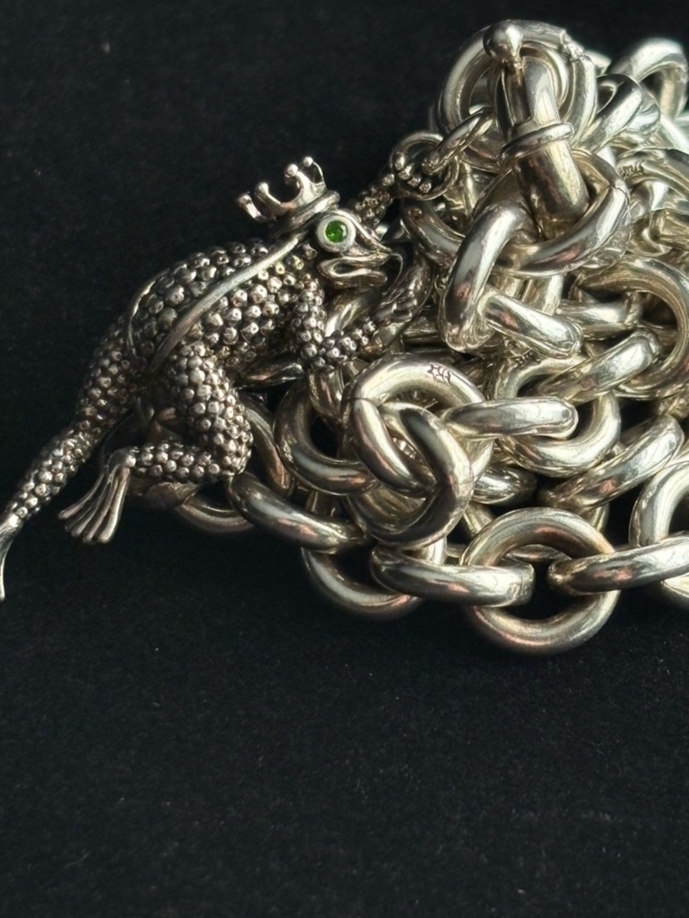 Kieselstein Cord Frog Prince Sterling Silver Chain Link Necklace & Charm 99.2 - Picture 4 of 16